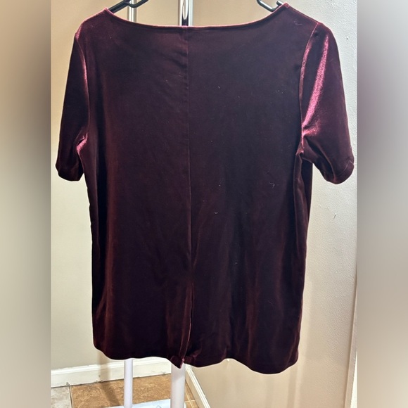 Ann Taylor Burgundy Velvet Tee Top Small - Picture 6 of 9
